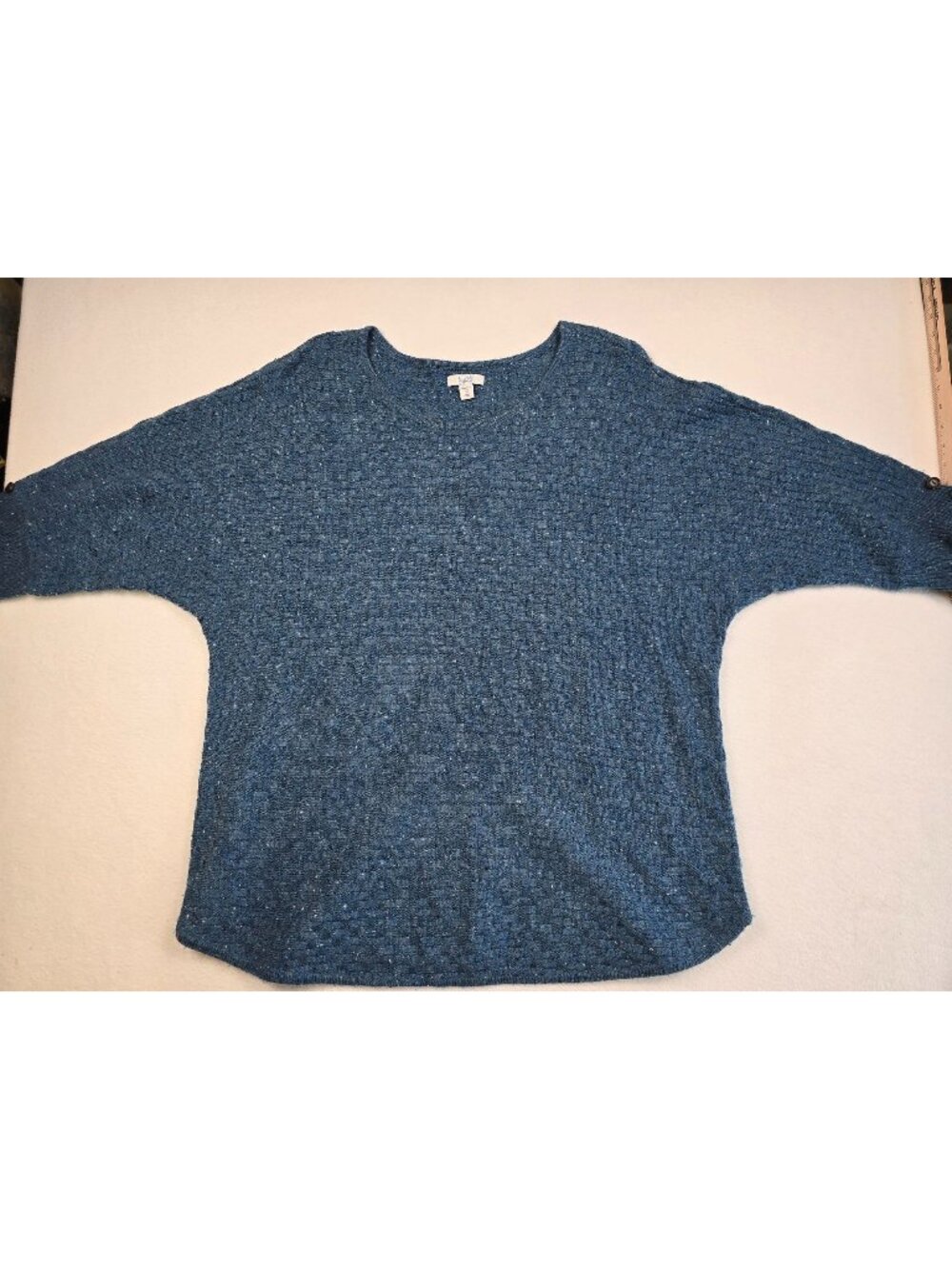 Croft & Barrow Womens 1X Blue Knit Sweater Button Details